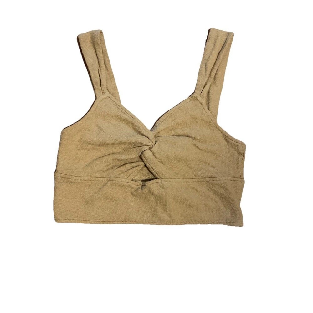 Madewell corset ribbed crop sweater tank neutral brown women's size L